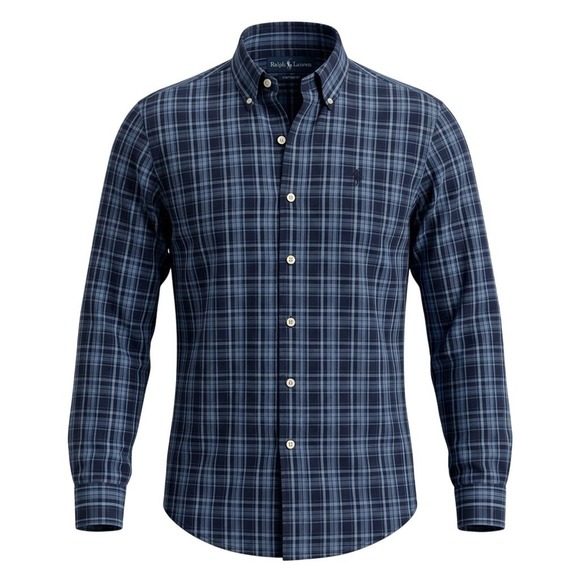 Polo Ralph Lauren Other - Ralph Lauren Mens Blue Plaid Custom Fit Button Down Shirt Long Sleeve Size S